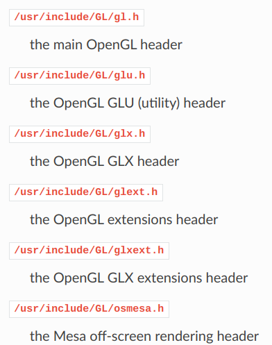 mesa 的头文件